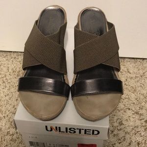 Unlisted Metallic size 9 wedge sandals